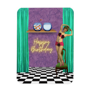 Vintage Schwimmer Funky Altered Art Geburtstag Magnet