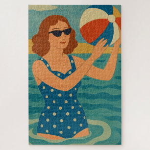 Vintage Schwimmer mit Strandball