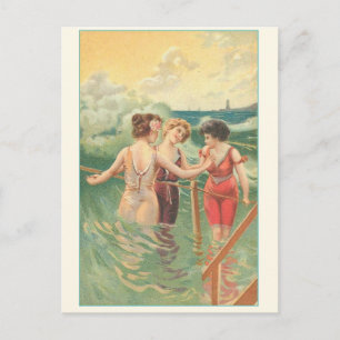 Vintage-Schwimmerposter Postkarte