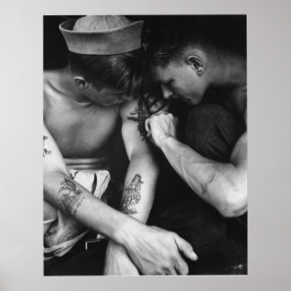 Vintage Schwulenpferde mit Tattoos Poster