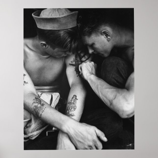 Vintage Schwulenpferde mit Tattoos Poster (Vorne)