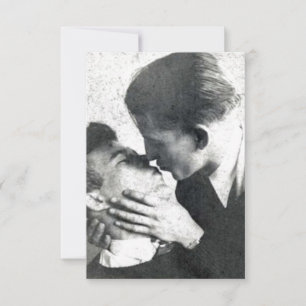 Vintage schwules Paar leidenschaftlicher Kuss Dankeskarte