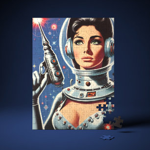 Vintage-Sci-Fi-Astronautin-Mädchen