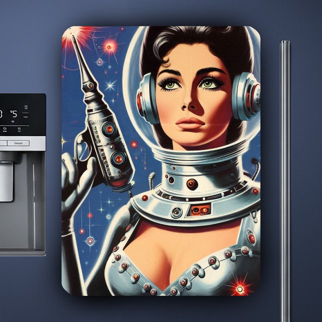 Vintage-Sci-Fi-Astronautin-Mädchen Magnet (Von Creator hochgeladen)