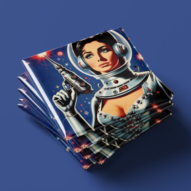 Vintage-Sci-Fi-Astronautin Magnet (Von Creator hochgeladen)