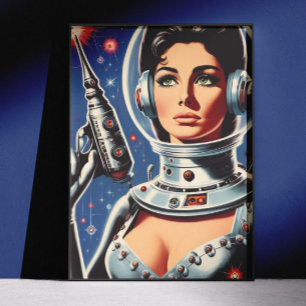 Vintage-Sci-Fi-Astronautin Poster