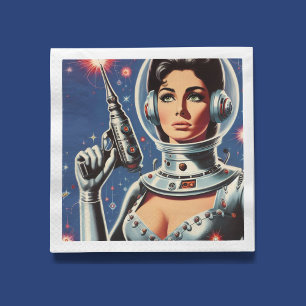 Vintage-Sci-Fi-Astronautin Serviette