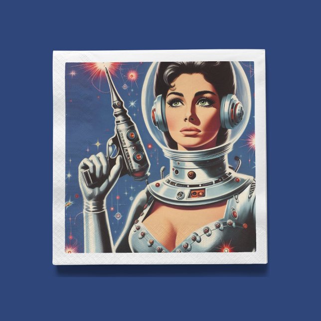 Vintage-Sci-Fi-Astronautin Serviette (Von Creator hochgeladen)