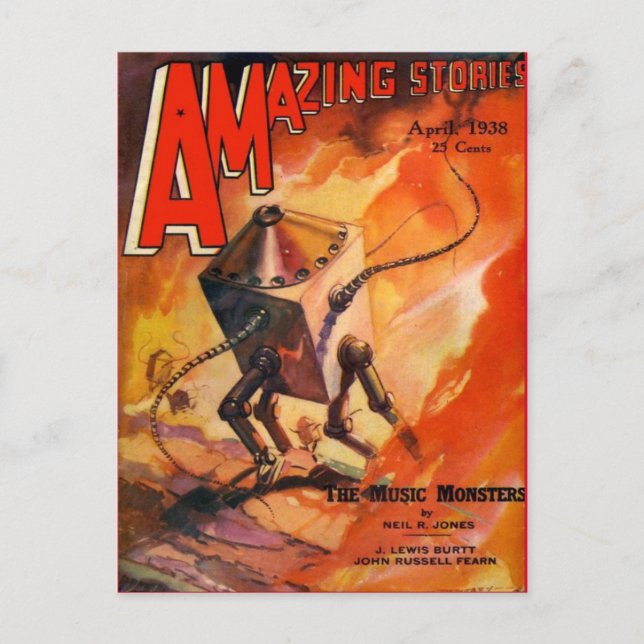 Vintage Sci Fi Buchcover Art Robots 1938 Postkarte (Vorderseite)