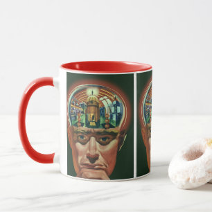 Vintage Science-Fiction, Alien Gehirn im Labor Tasse