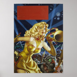 Vintage Science Fiction-alien-Monster-Masse Poster