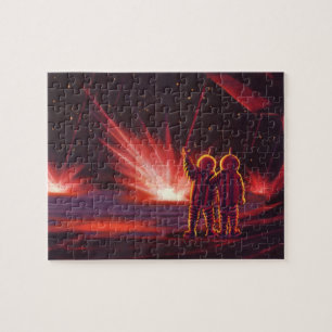 Vintage Science-Fiction-Alien roter Planet Explosi