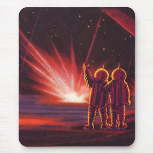 Vintage-Science-Fiction-Alien-Roter-Planet-Explosi Mousepad