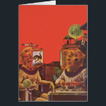 Vintage Science Fiction, Alien Steam Punk Helme<br><div class="desc">Vintage Illustration futuristische Science Fiction Steampunk Laborbild. Ein klassisches 50er Retro-Sci-Fi-Design mit zwei Personen,  die zukünftig mit Videohelmen kommunizieren. Einer der Helme hat einen Dinosaurier auf dem Bildschirm. Ein Wissenschaftler ist verantwortlich für die Maschinen und führt das Experiment.</div>