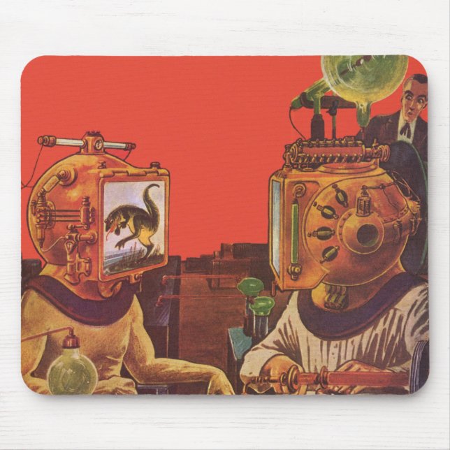 Vintage Science Fiction, Alien Steam Punk Helme Mousepad (Vorne)