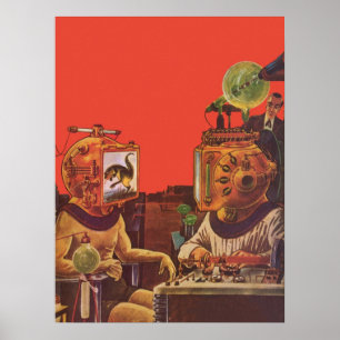 Vintage Science-Fiction, Alien-Steam-Punk-Helme Poster