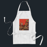 Vintage Science Fiction, Alien Steam Punk Helme Schürze<br><div class="desc">Vintage Illustration futuristische Science Fiction Steampunk Laborbild. Ein klassisches 50er Retro-Sci-Fi-Design mit zwei Personen,  die zukünftig mit Videohelmen kommunizieren. Einer der Helme hat einen Dinosaurier auf dem Bildschirm. Ein Wissenschaftler ist verantwortlich für die Maschinen und führt das Experiment.</div>