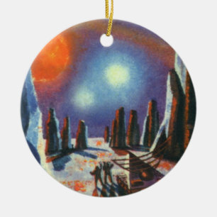 Vintage Science-Fiction-Alienplanet Keramik Ornament