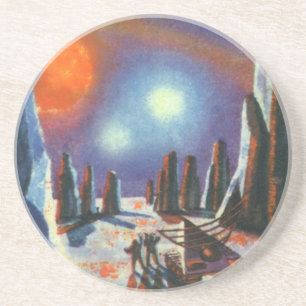 Vintage Science-Fiction-Alienplanet Untersetzer