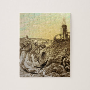 Vintage Science-Fiction-Aliens-Planeten-Konstrukti