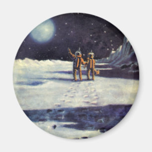 Vintage Science-Fiction-Astronaut-Aliens auf dem M Magnet