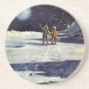 Vintage-Science-Fiction-Astronaut-Aliens auf dem M Untersetzer