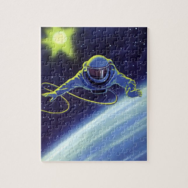 Vintage Science Fiction Astronaut auf einem Weltra (Vertikal)
