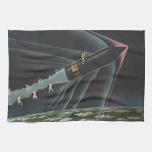Vintage-Science-Fiction-Astronaut auf einer Rakete Handtuch