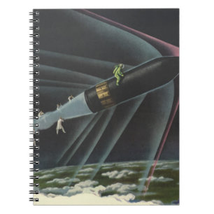 Vintage-Science-Fiction-Astronaut auf einer Rakete Notizblock