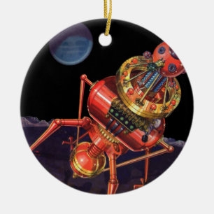 Vintage Science Fiction Astronaut mit Alien Robot Keramikornament