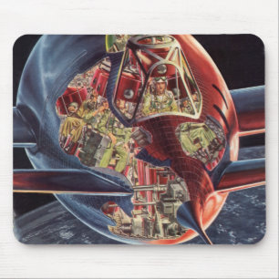 Vintage-Science-Fiction-Astronaut-Raketen-Raumschi Mousepad