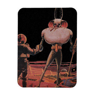 Vintage-Science-Fiction-Astronaut schüttelt Außeri Magnet