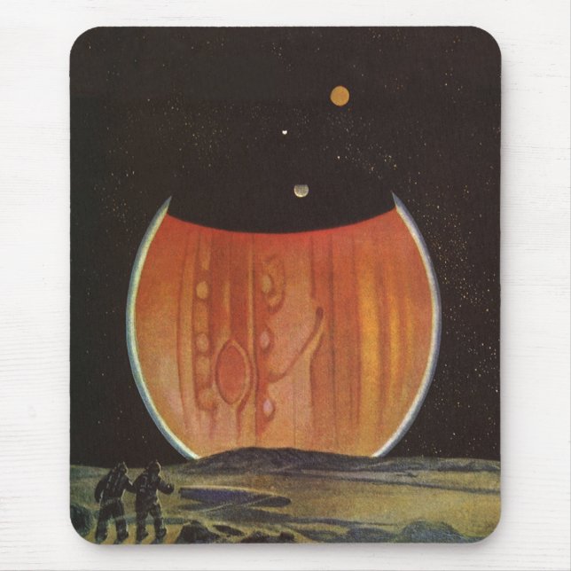 Vintage Science Fiction, Astronauten auf Ganymede Mousepad (Vorne)