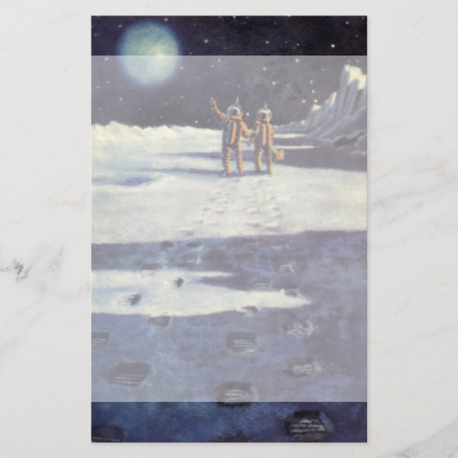 Vintage Science Fiction-Astronauten-Außerirdische Briefpapier (Vorderseite)