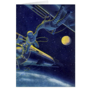 Vintage Science-Fiction-Astronauten im Weltraum
