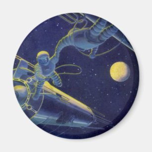 Vintage-Science-Fiction-Astronauten im Weltraum Magnet