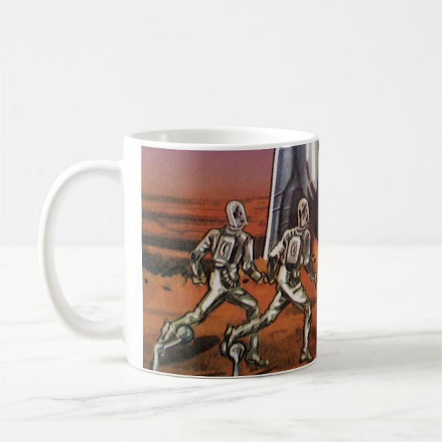 Vintage Science Fiction, Astronauten Käfer Außerir Kaffeetasse (Links)