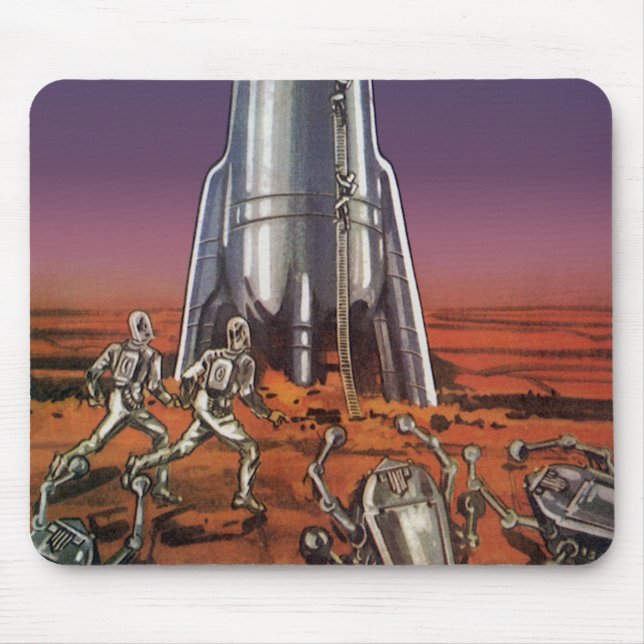 Vintage Science Fiction, Astronauten Käfer Außerir Mousepad (Vorne)
