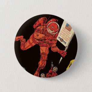 Vintage Science-Fiction, Astronauten-Mondlandung Button