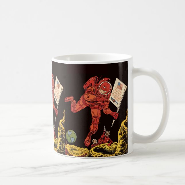 Vintage Science Fiction, Astronautenmondlandung Kaffeetasse (Rechts)