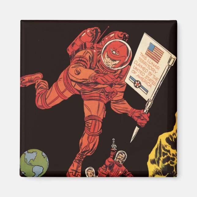 Vintage Science Fiction, Astronautenmondlandung Magnet (Vorne)