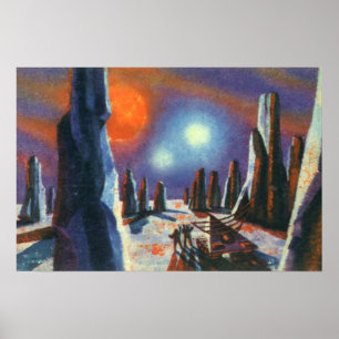 Vintage Science Fiction Auslandsplanung mit Außeri Poster