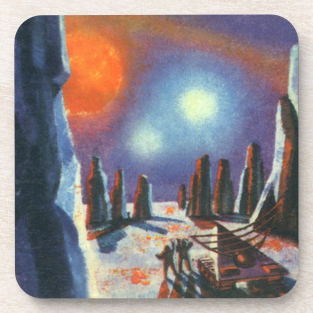 Vintage Science Fiction Auslandsplanung mit Außeri Untersetzer (Vorderseite)