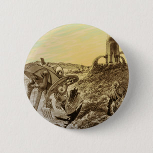 Vintage Science Fiction Außerirdischen Planet Bau Button