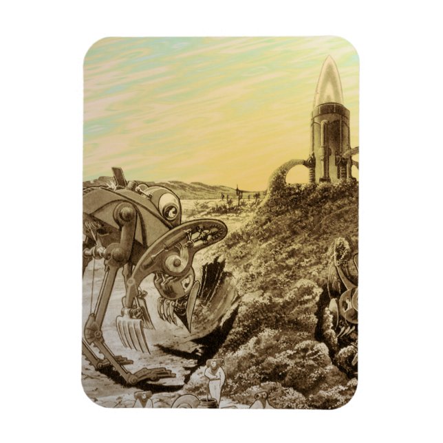 Vintage Science Fiction Außerirdischen Planet Bau Magnet (Vertikal)