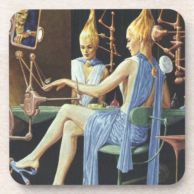 Vintage Science Fiction Beauty Salon Wellness-Cent Untersetzer (Vorderseite)