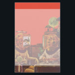 Vintage Science Fiction, Briefpapier<br><div class="desc">Vintage Illustration futuristisches Science Fiction steampunk Laborbild. Ein klassischer 50er retro sci FI-Entwurf, der zwei Leute in der Zukunft sich verständigen mit Videosturzhelmen kennzeichnet. Einer der Sturzhelme hat einen Dinosaurier im Schirm. Ein Wissenschaftler ist verantwortlich für die Maschinen und die Führung des Experimentes.</div>