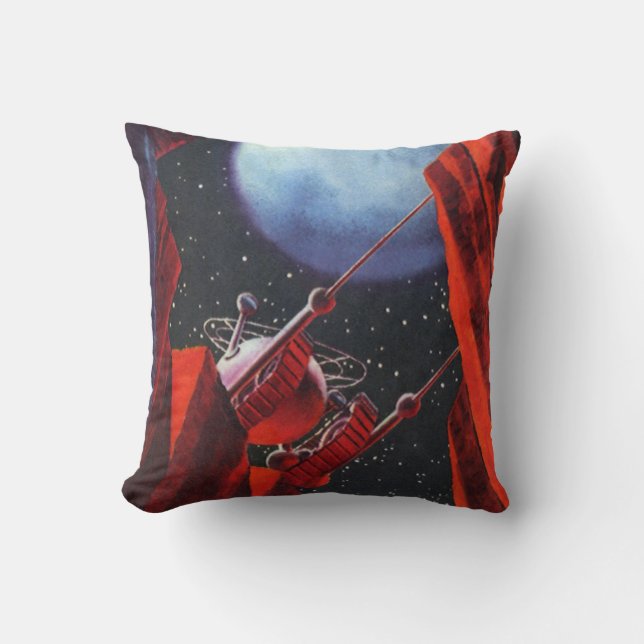 Vintage Science Fiction, Canyon Space Moon Rover Kissen (Vorderseite)