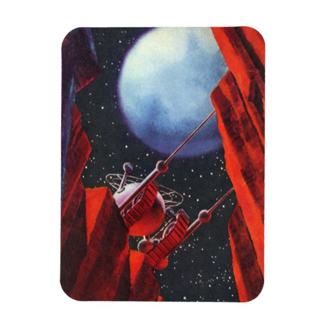 Vintage Science Fiction, Canyon Space Moon Rover Magnet (Vertikal)