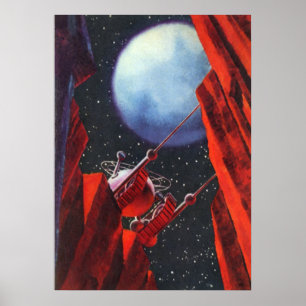 Vintage Science-Fiction, Canyon-Weltraum-Mond-Rove Poster